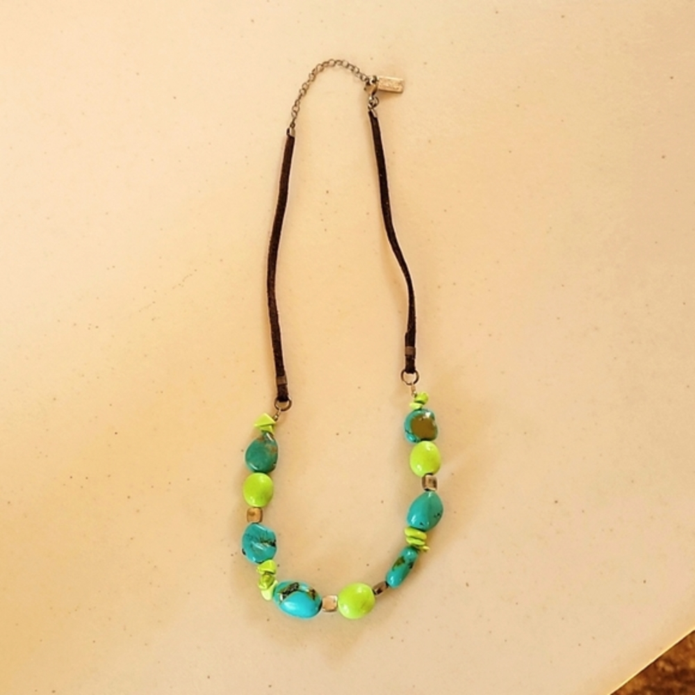 Baroni Designs Turquoise Lime Bead Stone Necklace